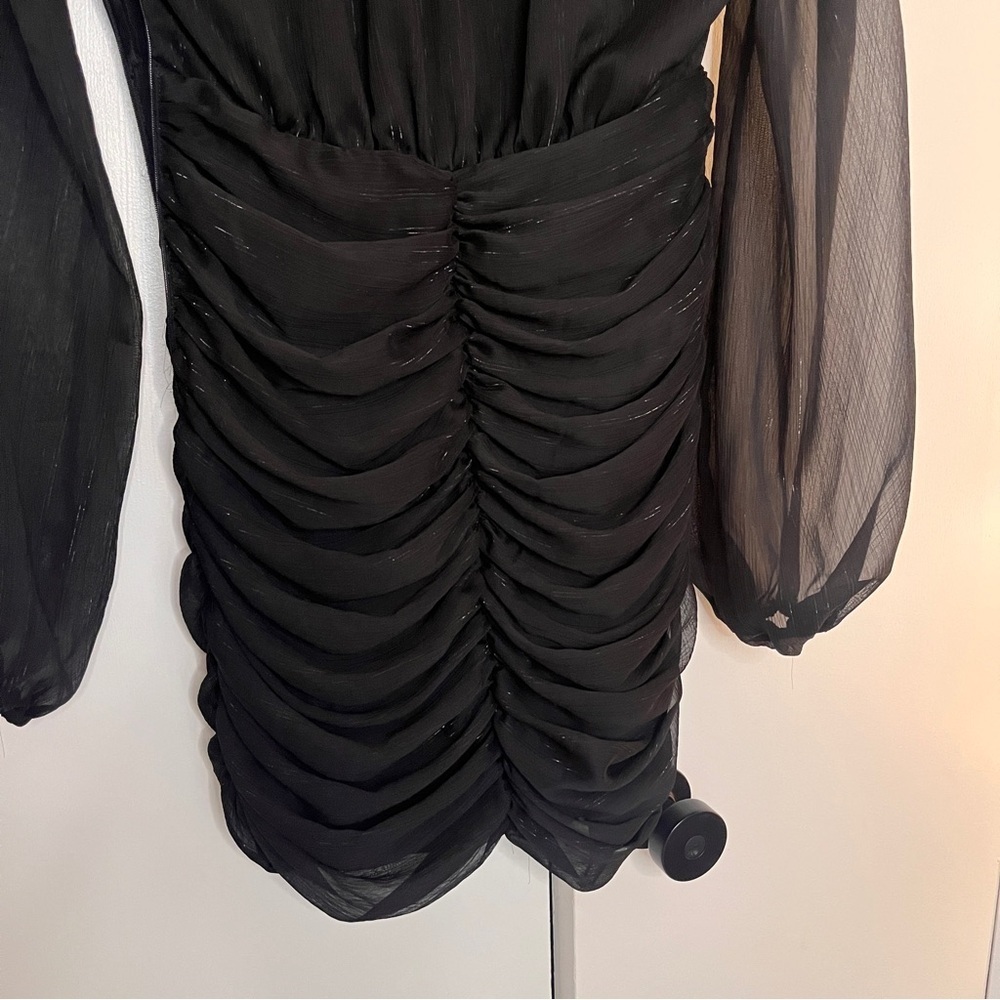 House of Harlow Black Ruched Metallic Pinstripe dress - Size 2 - Picture 6 of 7